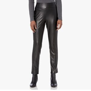 Kasper Women's Pull on Vegan Leather Straight Leg Pant Sz medium